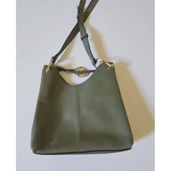 Michael Kors Joan Small Green Perforated Suede Leather Slouchy Messenger - Picture 6 of 7